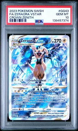 2023 POKEMON SWORD & SHIELD CROWN ZENITH #GG43 FULL ART/ZERAORA VSTAR PSA 10 - Image 1