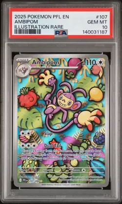 2025 POKEMON PFL EN-PHANTASMAL FLAMES | ILLUSTRATION RARE AMBIPOM 107 PSA 10 - Image 1