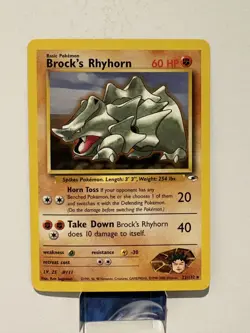 Pokemon Card - Brock's Rhyhorn Gym Heroes 22/132 Rare LP - Image 1