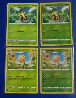4x Pokemon TCG Silver Tempest: Sunkern (005/195)+Sunflora (006/195) - Near Mint - Image 1