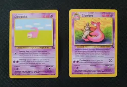 Private Listing Pokemon Fossil Red Logo 3rd Print 1999 2000 Slowpoke And Slowbro - Image 2