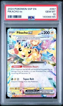 2024 POKEMON SSP EN-SURGING SPARKS 057 PIKACHU EX PSA 10 - Image 1