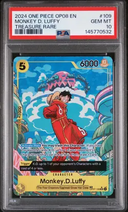 2024 ONE PIECE OP08-TWO LEGENDS TREASURE RARE #109 MONKEY D. LUFFY PSA 10 - Image 1