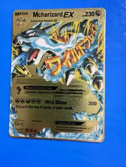 Mega M CHARIZARD EX , Gold Foil Pokemon Card - Image 1
