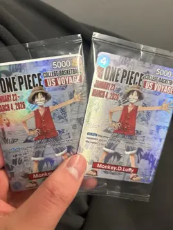 One Piece Monkey D. Luffy US Voyage College Basketball Card Rutgers 1/23 IN HAND - Image 1