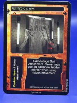 Aliens V Predator CCG Hunters Cloak Rare Card - WOW - Image 1