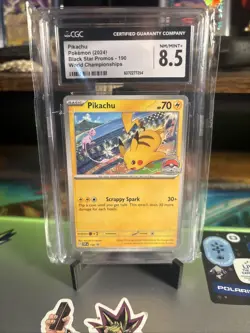 2024 Pokemon Black Star Promo World Championship Pikachu #190 CGC 8.5 - Image 1