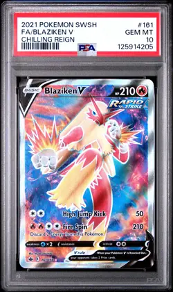 2021 POKEMON SWORD & SHIELD CHILLING REIGN #161 FULL ART/BLAZIKEN V PSA 10 - Image 1
