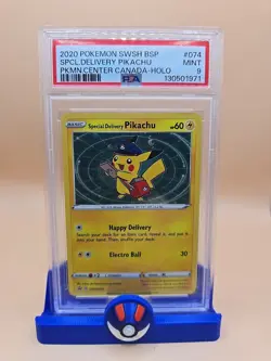Special Delivery Pikachu 2020 Pokemon Swsh Black Star Promo #074 PSA 9 Swirl - Image 1
