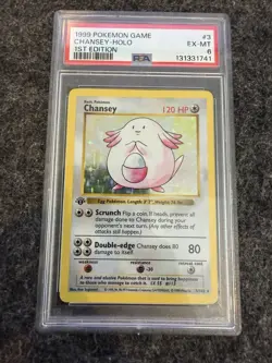 1999 Pokemon Base Set 1st Edition Shadowless Holo Chansey PSA 6 - Image 1