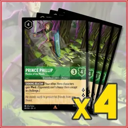 Disney Lorcana TCG: PRINCE PHILLIP - WARDEN OF THE WOODS x4 Ursula's Return Rare - Image 1