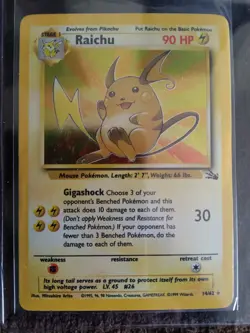 Pokemon Raichu 14/62 Holo Fossil Unlimited Card - Image 1