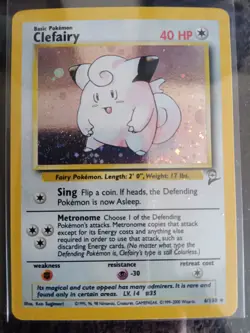 Pokemon Clefairy 6/130 Holo Base Set 2 Unlimited Card - Image 1