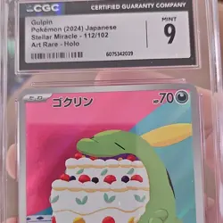 Pokemon Gulpin 112/102 Stellar Miracle Art Rare Holo CGC 9 TCG Card - Image 1