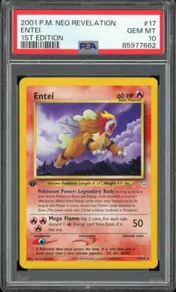 PSA 10 Entei 1st Edition Neo Revelation 17/64 Rare Pokemon Card - Image 1