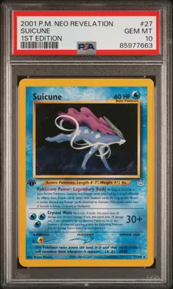 PSA 10 Suicune 1st Edition Neo Revelation 27/64 1st Edition Rare Pokemon Card - Image 1