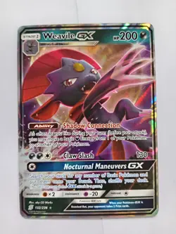 Pokemon TCG Weavile GX 132/236 Card Unified Minds Holo Ultra Rare Mint - Image 1