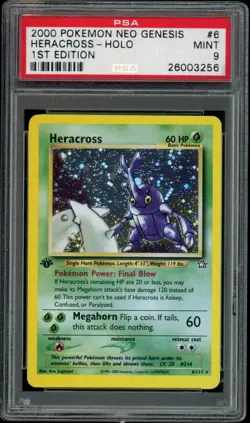 Pokemon 1st Edition Heracross Holo Neo Genesis 6/111 PSA 9 Mint - Image 1