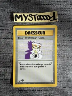 Carte Pokemon Faux Professeur Chen 73/102 Rare Edition 1 Set De Base Wizards FR - Image 1