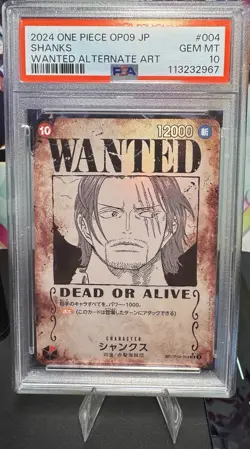 Shanks OP09-004 Japanese Alt Art Wanted SR One Piece PSA 10 Gem Mint - Image 1