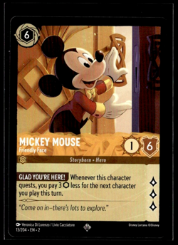 Disney Lorcana Rise of the Floodborn Mickey Mouse Friendly Face Non Foil 13/204 - Image 1