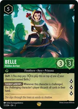 • Belle Hidden Archer • 72/204 Rise of the Floodborn (2) Disney Lorcana TCG LP - Image 1