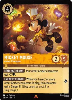 Mickey Mouse Amber Champion 23/204 Whispers in the Well Disney Lorcana - Image 1