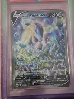 Pokemon TCG Galarian Rapidash V 168/198 SWSH Chilling Reign PSA 10 & card guard - Image 2
