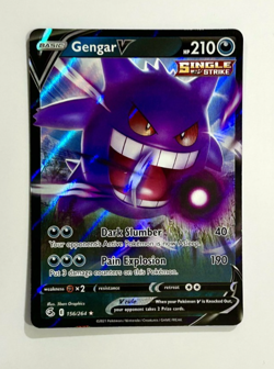 Pokemon Card Gengar v 156/264 Fusion Strike Half Art Holo Ultra Rare NM - Image 1