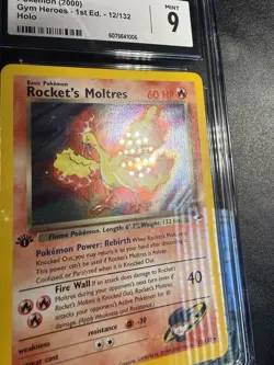 [ CGC 9 ] 1st Edition Rockets Moltres Holo Rare Card 12/132 Gym Heroes English - Image 5