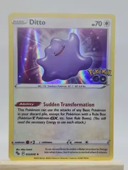 Pokemon Ditto 053/078 Holo Rare Sudden Transformation Pokemon GO TCG Card - Image 1