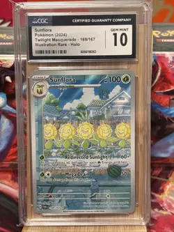 CGC 10 Sunflora 169/167 Illustration Rare - Twilight Masquerade - Pokemon TCG - Image 1
