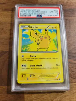 2014 Pokemon XY Lego Movie Exclusive #42 Pikachu Holo PSA 8 NM-MINT - Image 1