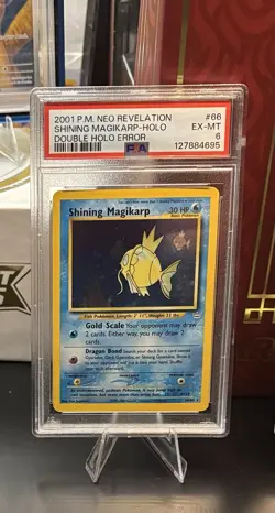 Pokemon TCG Shining Magikarp Neo Revelation Double Holo Error Unlimited PSA 6 - Image 1