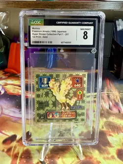Moltres 201 Pokemon Sticker AMADA 1996 Japanese Nintendo Hyper Gold CGC 8 - Image 1