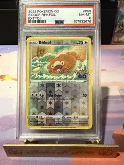 Pokemon Go Bidoof (Ditto) #059 Rev. Foil 2022 PSA 8 - Image 1
