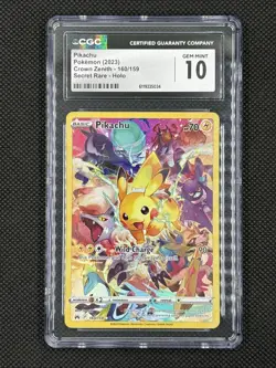 2023 Pokemon Crown Zenith Secret Rare #160/159 Pikachu Holo CGC 10 GEM MINT - Image 1