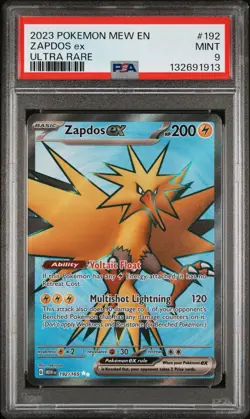 Pokemon 151 ENGLISH ZAPDOS EX ULTRA RARE FULL ART 192/165 - PSA 9 mew en 2023 - Image 1