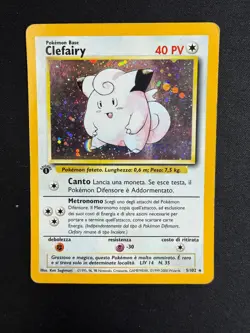 Pokemon Clefairy 5/102 Set Base Rara Holo Prima Edizione ITA Carte Vintage - Image 1