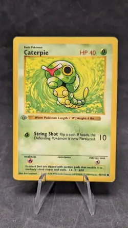 Caterpie 45/102 (Shadowless) - Pokemon TCG - Base Set - Gray Stamp 1st ED - DMG - Image 1