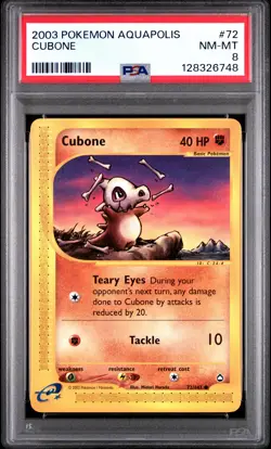 2003 POKEMON AQUAPOLIS #72 CUBONE PSA 8 - Image 1