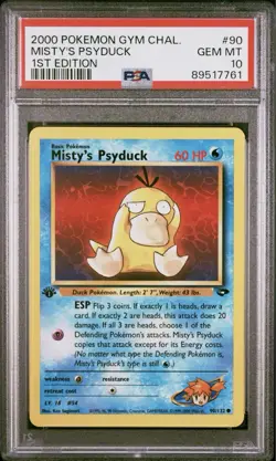 2000 Misty’s Psyduck 1st Edition Gym Challenge #90 PSA 10 Vintage Pokemon - Image 1