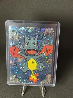 PokeDoodly Shiny Charizard - 1st Edition - Full Art Holo Rare Card - Fan Art - Image 1