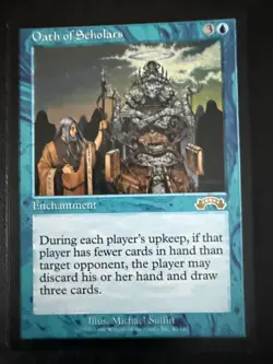 OATH OF SCHOLARS MTG Magic the Gathering Card Exodus Blue Rare Enchantment - Image 1