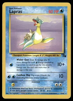 Lapras 25/62 Fossil Pokemon TCG trading card - Image 1