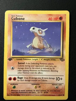 1st Edition Cubone Pokemon Card 50/64 Jungle Set WOTC Vintage 1999 MP - Image 1