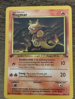 Pokemon TCG Magmar Base Set 1st Edition 39/62 Basic Uncommon 70 HP English 1999 - Image 1