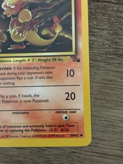 Pokemon TCG Magmar Base Set 1st Edition 39/62 Basic Uncommon 70 HP English 1999 - Image 2