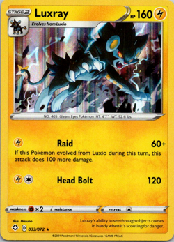 Luxray 033/072 - Holo Rare - Shining Fates - Pokemon Card - NM - Image 1