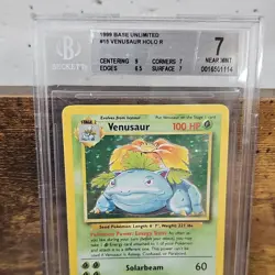 Pokemon Venusaur Base Set Unlimited 15/102 Holo Rare Beckett 7 1999 Wizards - Image 1